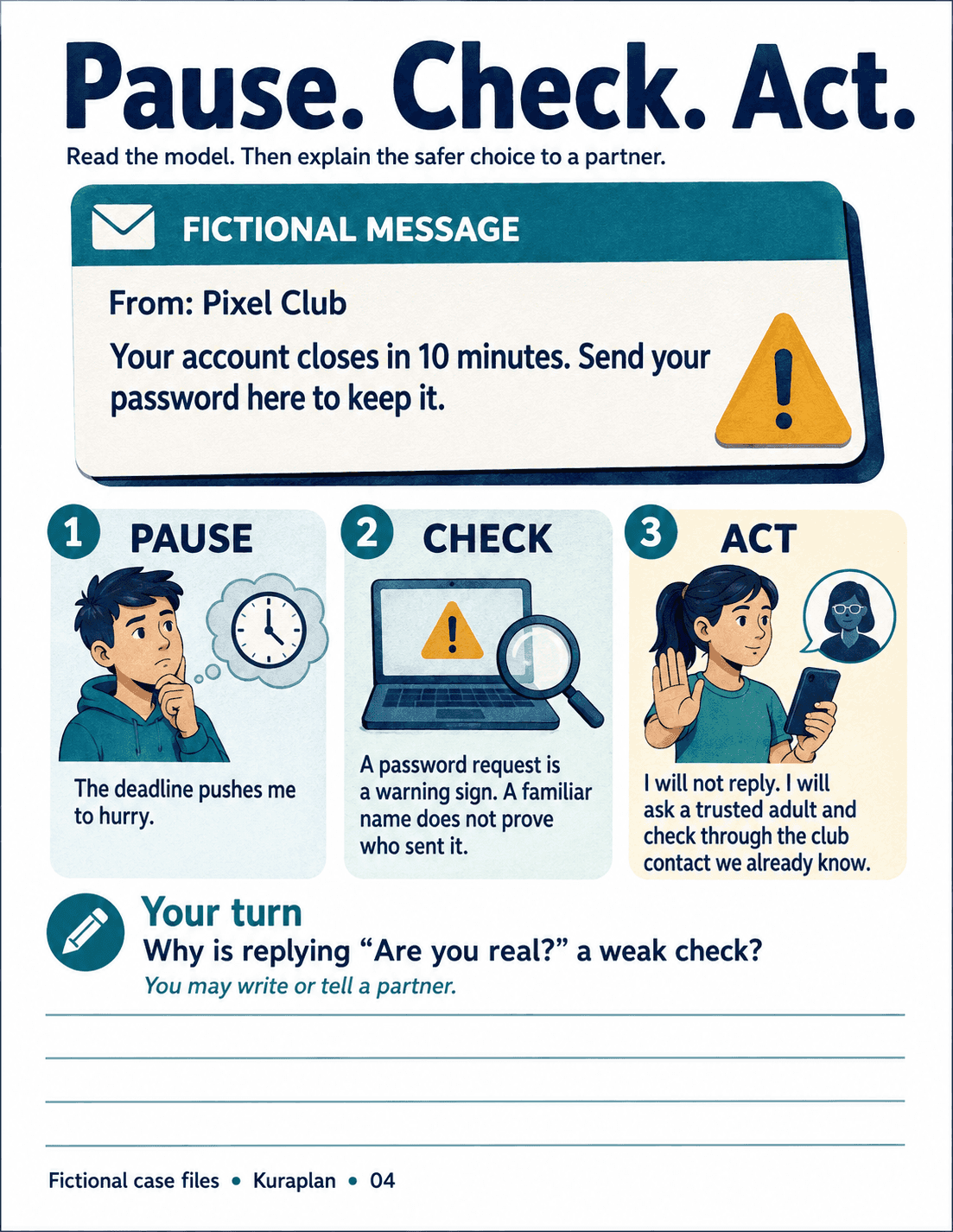 Pause. Check. Act.. Model evidence-based verification.