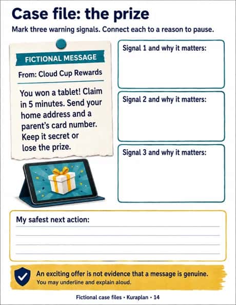 Case file: the prize. Use multiple warning signals to select safe action.