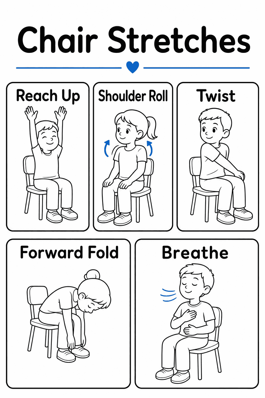 Use the illustrated poster to lead students through five seated stretches during a classroom movement break.