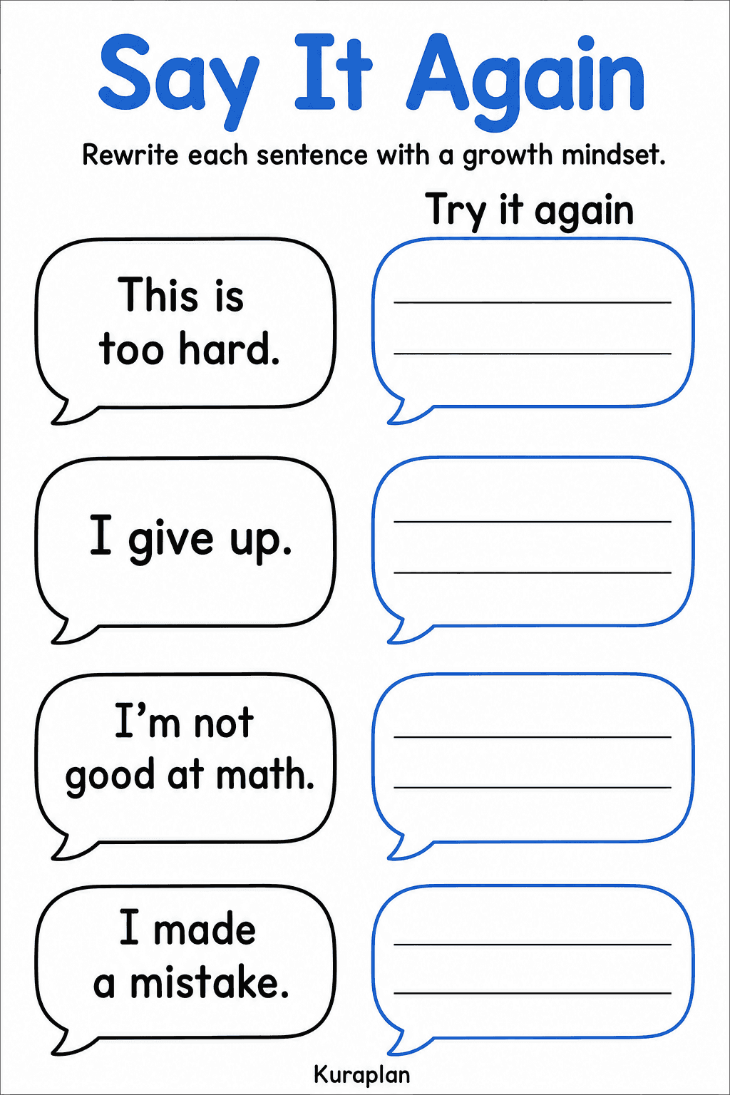Growth mindset swap sheet
