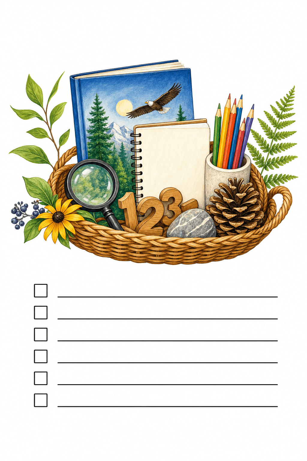 List the materials needed to prepare a simple morning basket for the week.