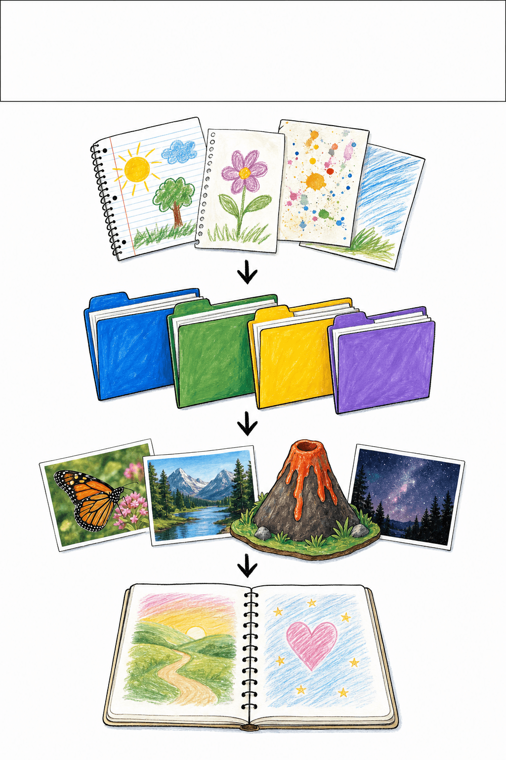 Show students how to select three portfolio pieces that demonstrate growth, effort, or a new idea.