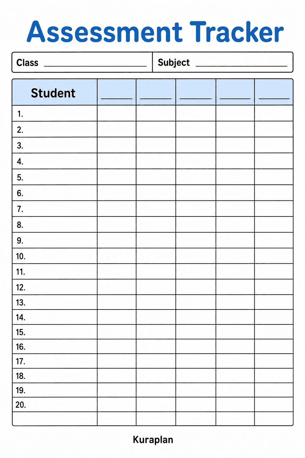 Class assessment tracker