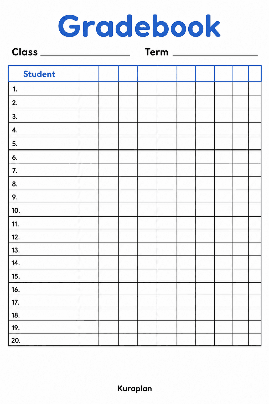 Gradebook page