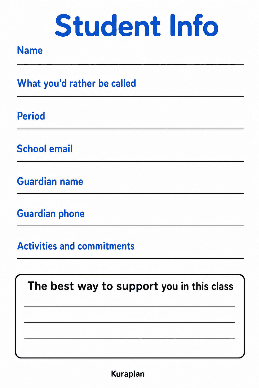 Student info card