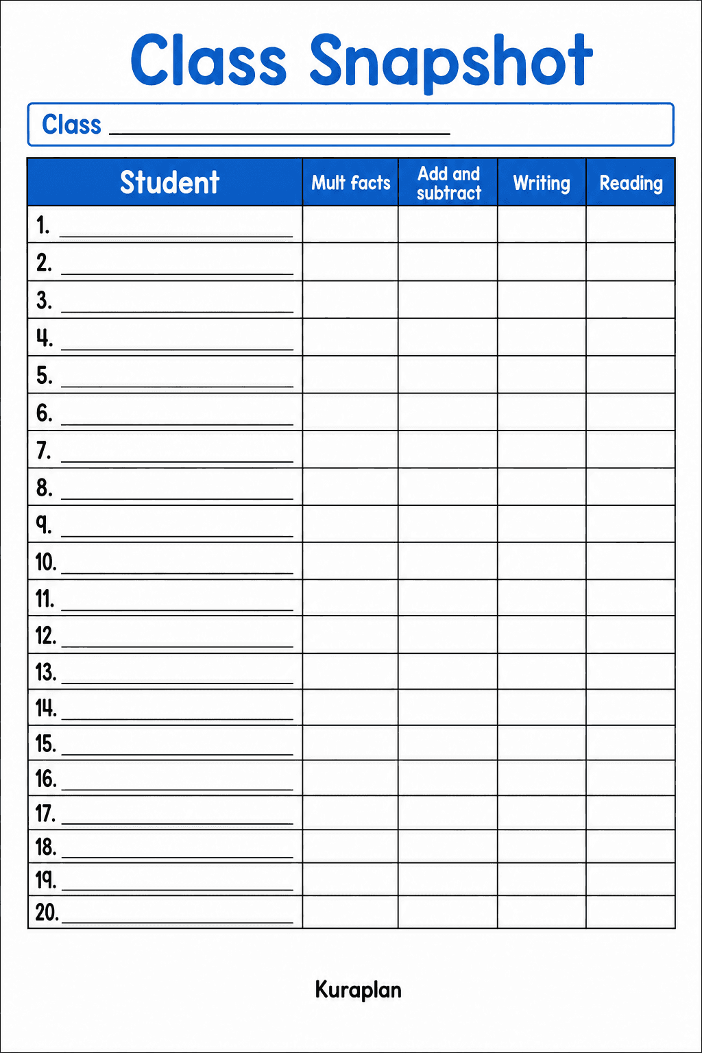 Class baseline snapshot