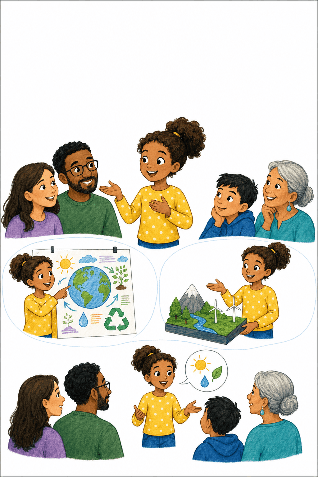 Use this illustrated prompt to discuss choosing a project format and planning evidence for an audience.