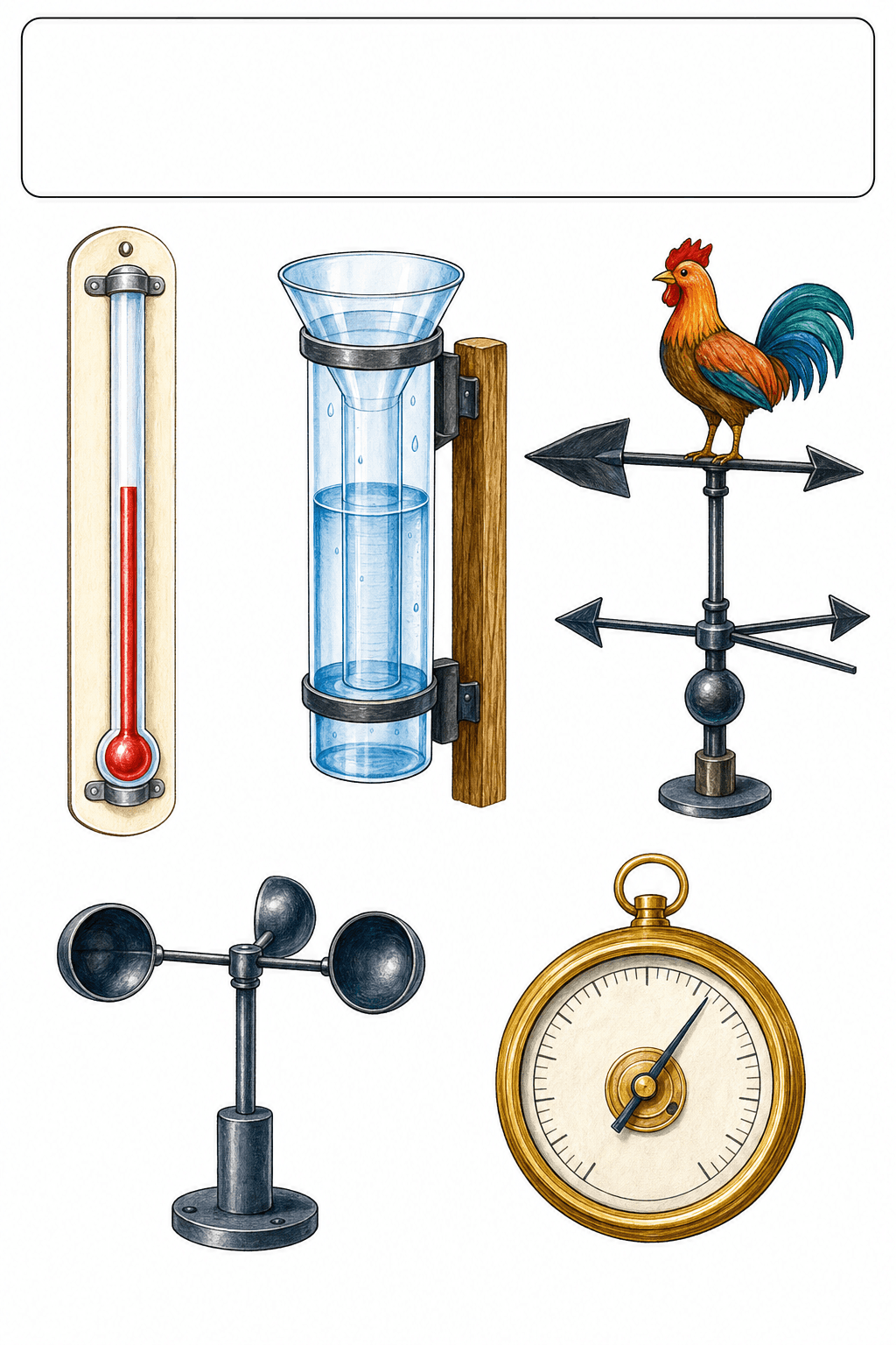 Students match illustrated weather instruments to the weather measurements they record.