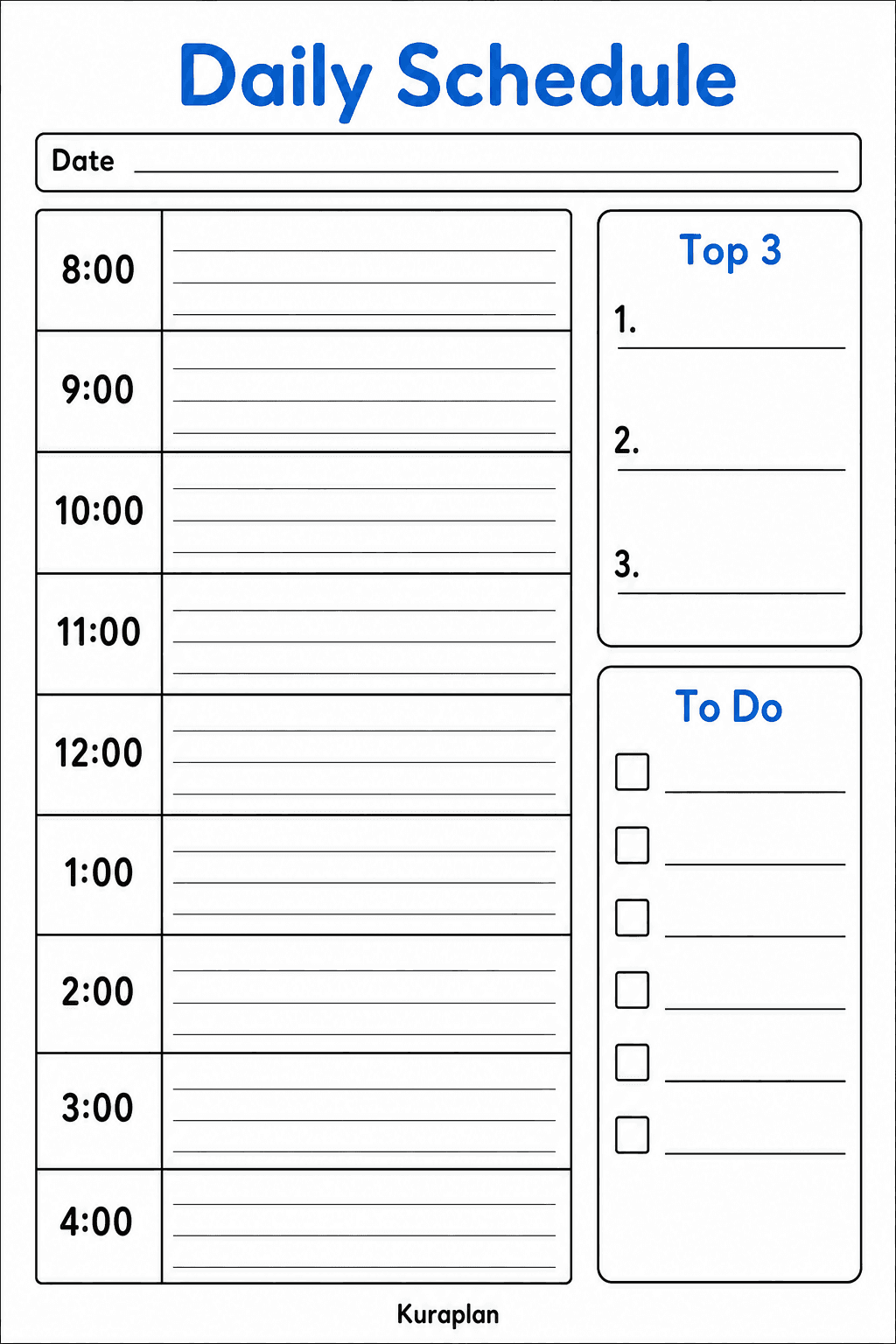 Daily schedule strip