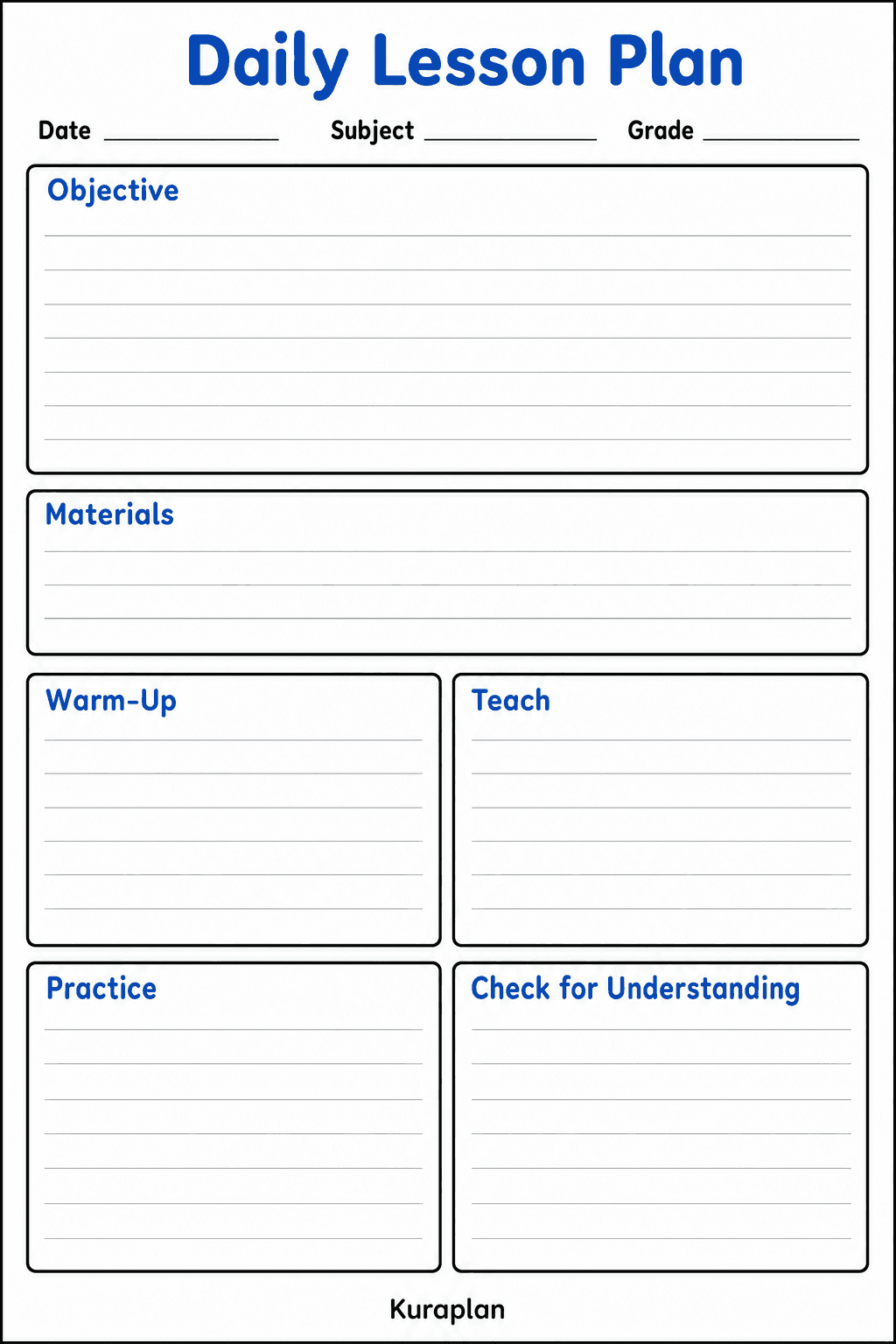 Daily lesson plan template