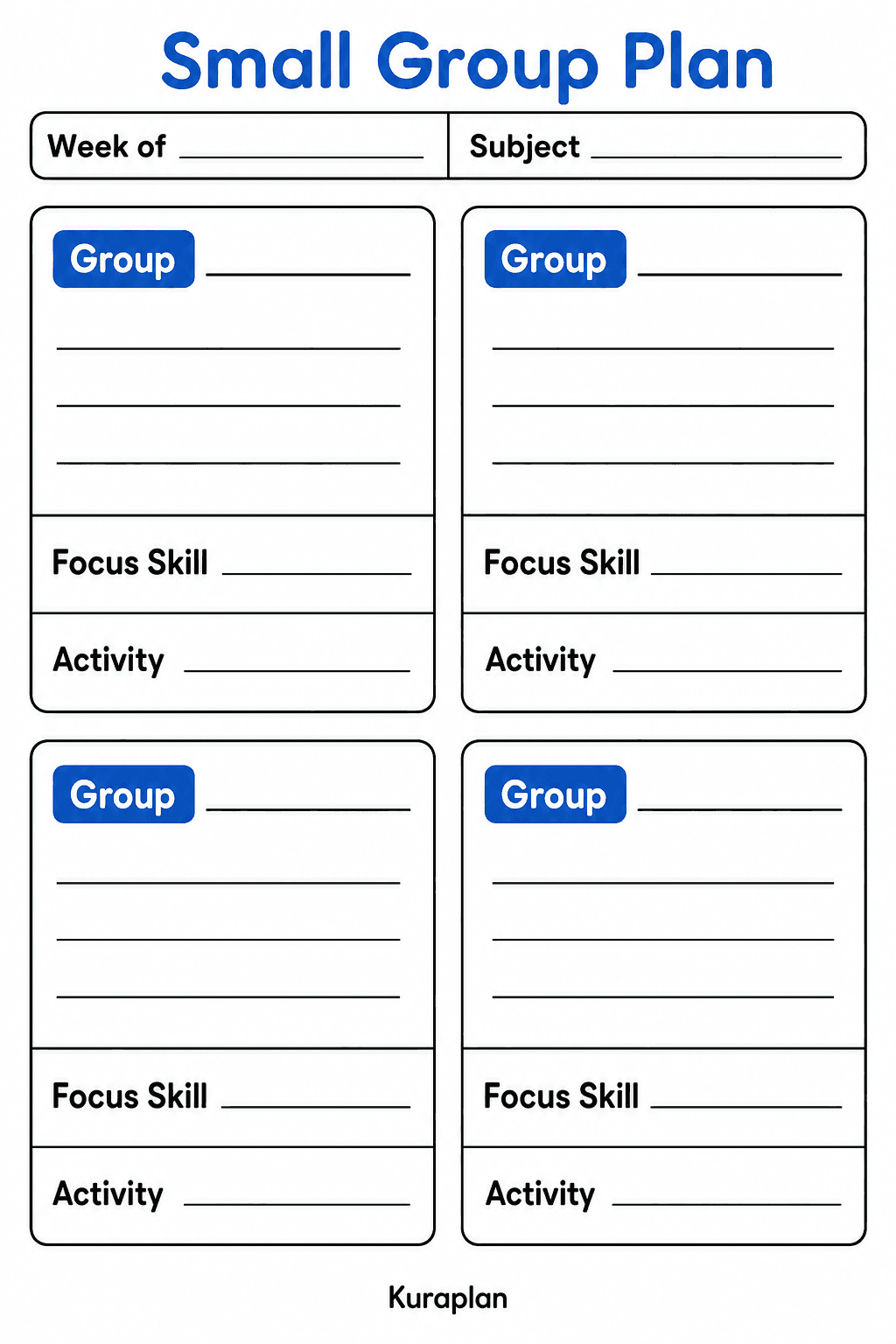 Small group planning template