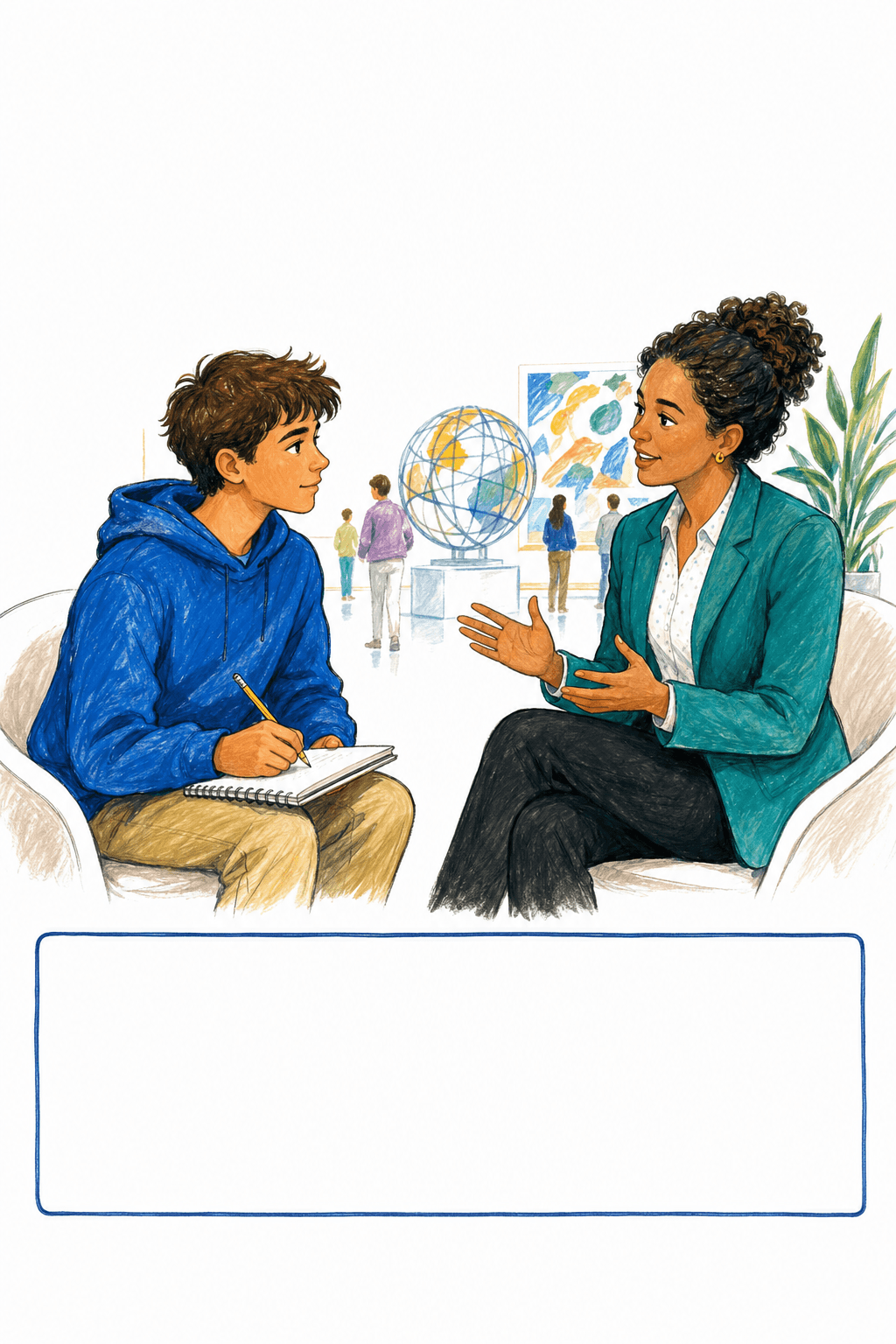 Students prepare for a career conversation, record notes, and follow up with a brief thank-you.