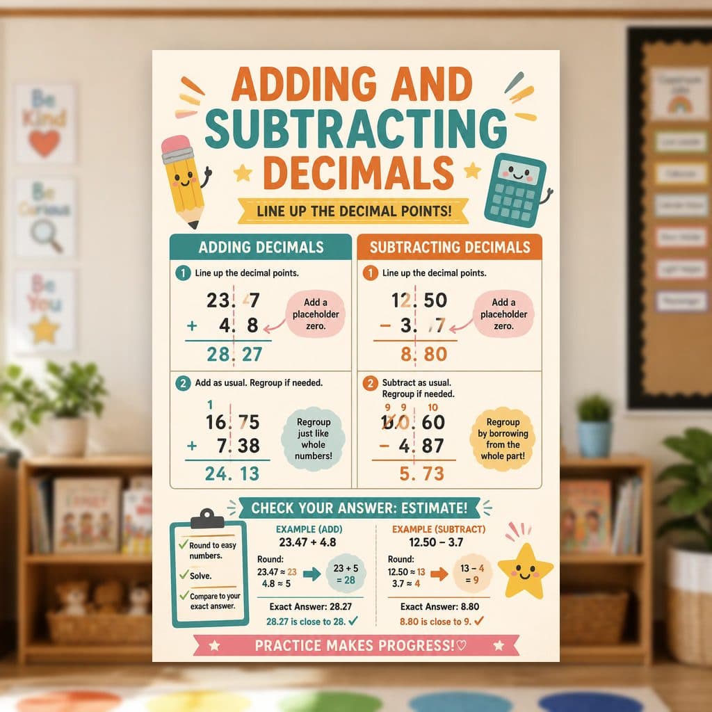 Adding and Subtracting Decimals Poster
