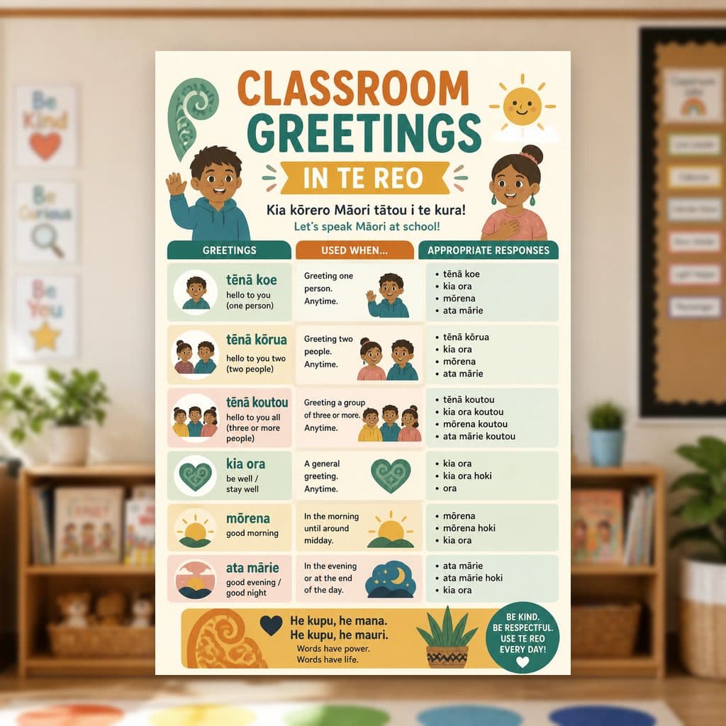 Classroom Greetings in Te Reo Poster