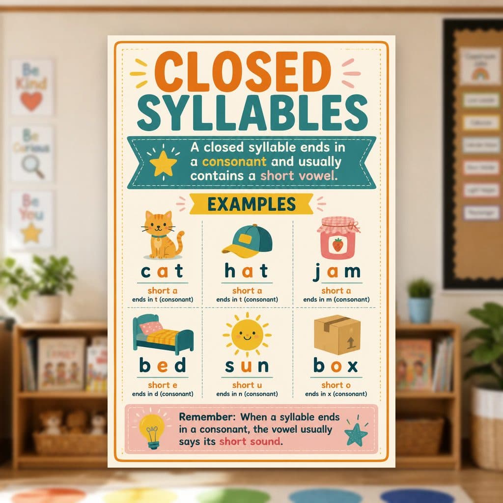 Closed Syllables Poster