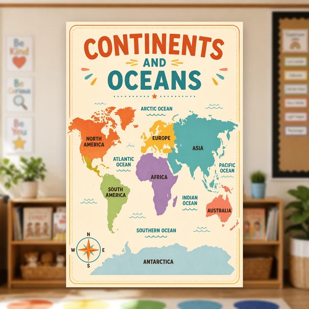 Continents and Oceans Poster