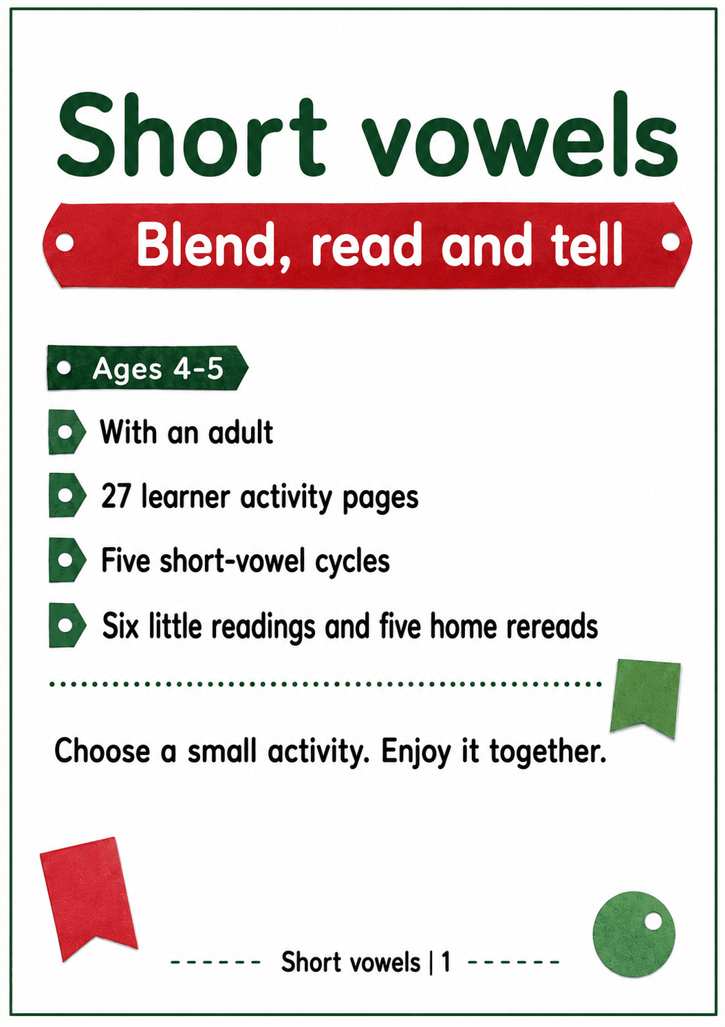 Short vowels: blend, read and tell