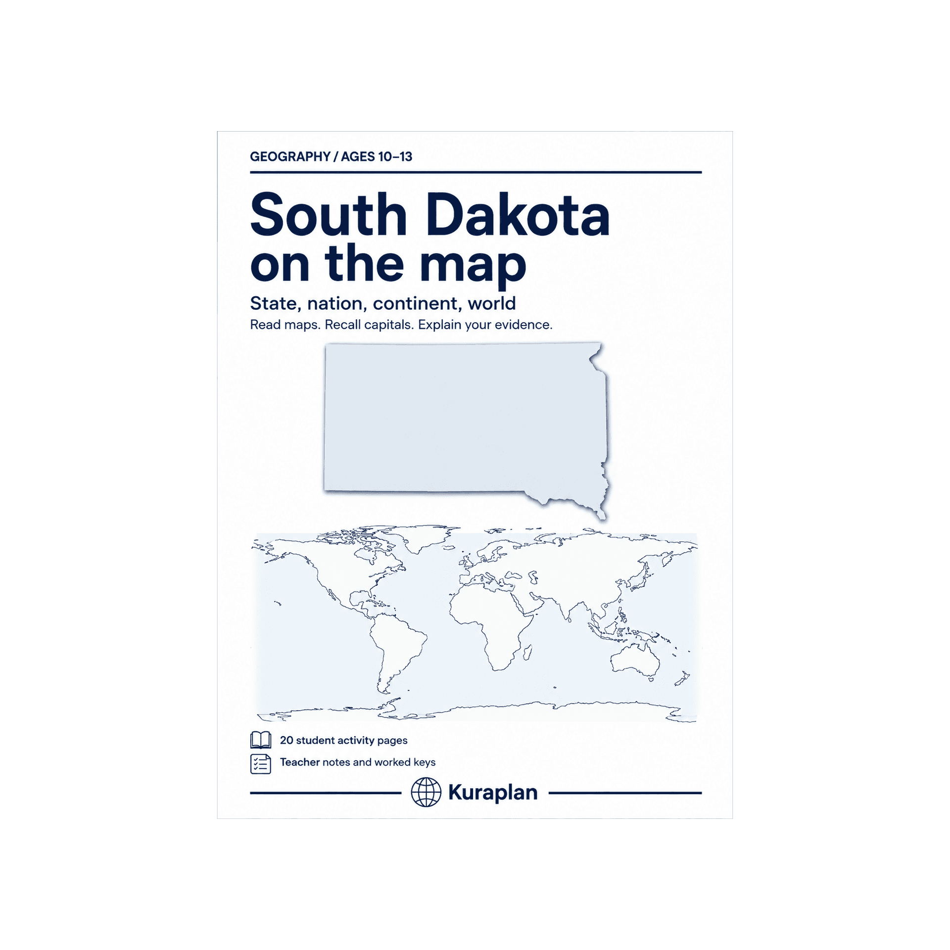 South Dakota on the map: State, nation, continent, world