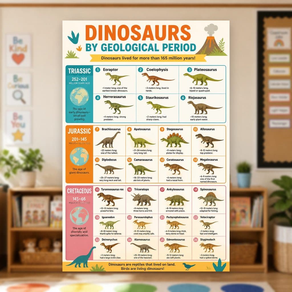 Dinosaurs by Geological Period Poster