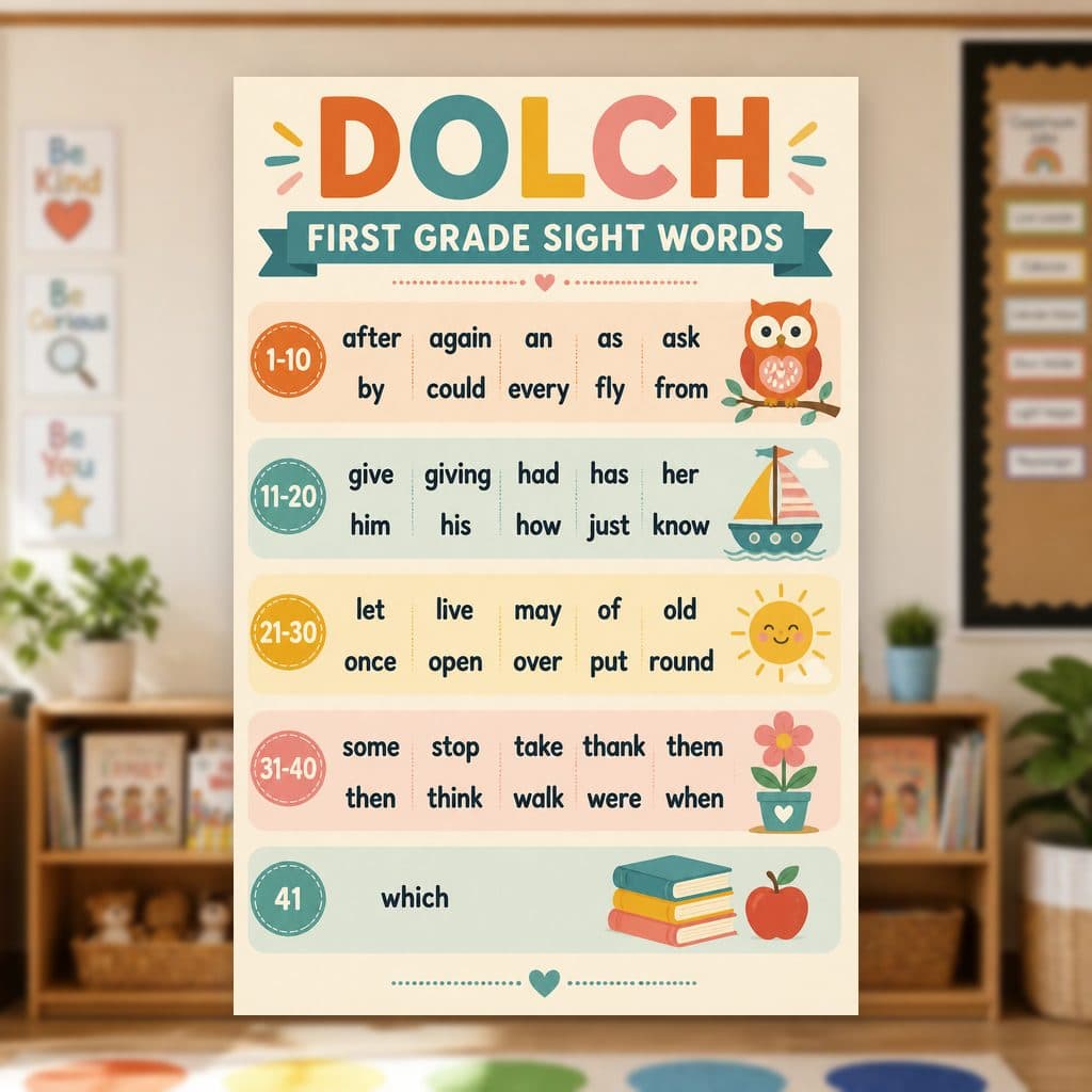Dolch First Grade Sight Words Poster