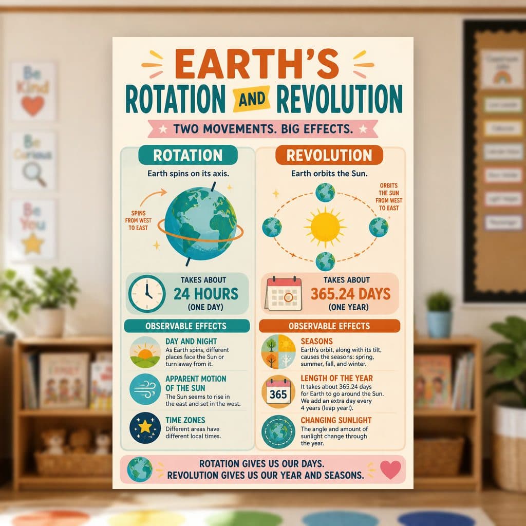 Earth's Rotation and Revolution Poster