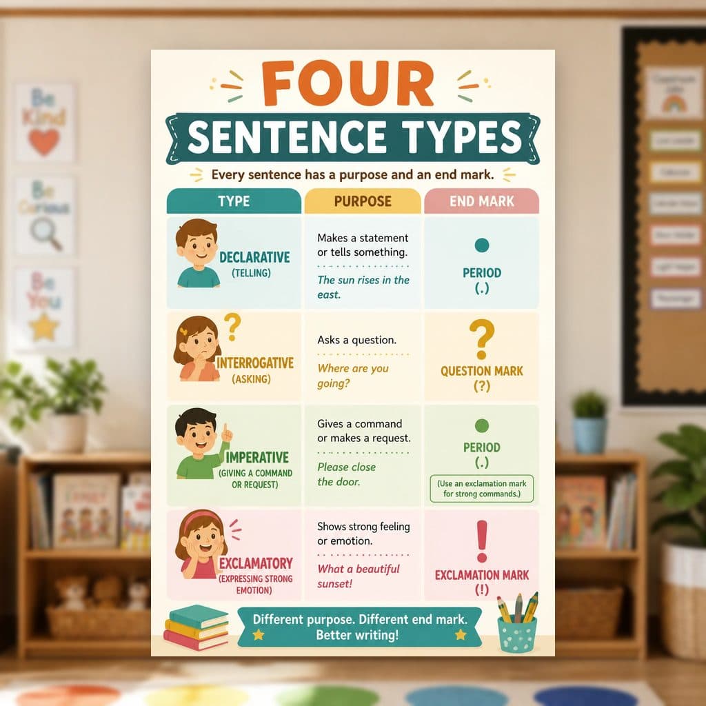 Four Sentence Types Poster