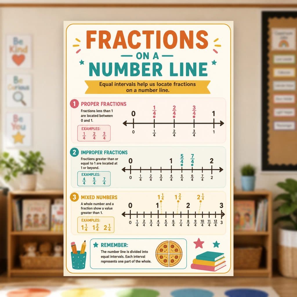 Fractions on a Number Line Poster