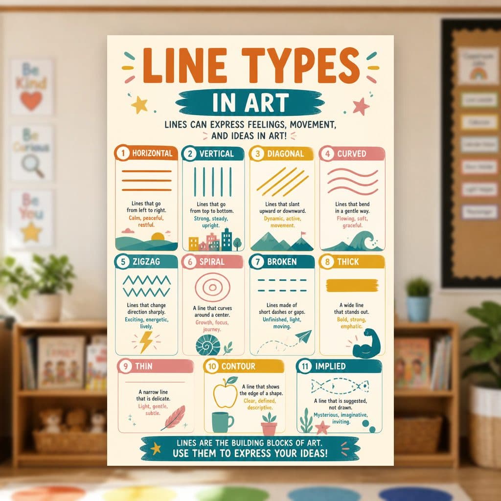 Line Types in Art Poster