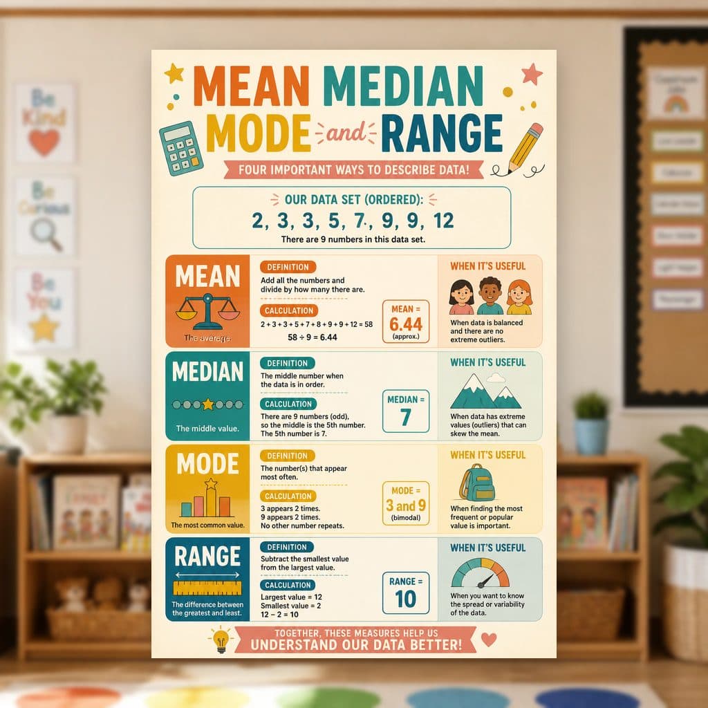 Mean Median Mode and Range Poster