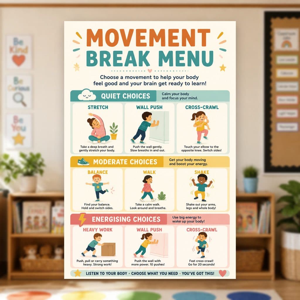 Movement Break Menu Poster