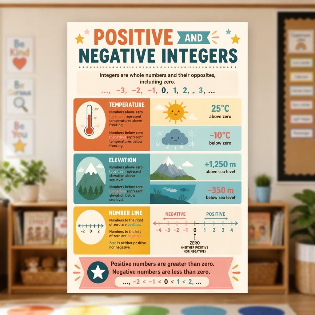 Positive and Negative Integers Poster
