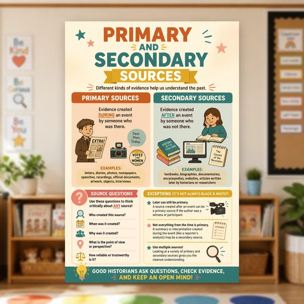 Primary and Secondary Sources Poster