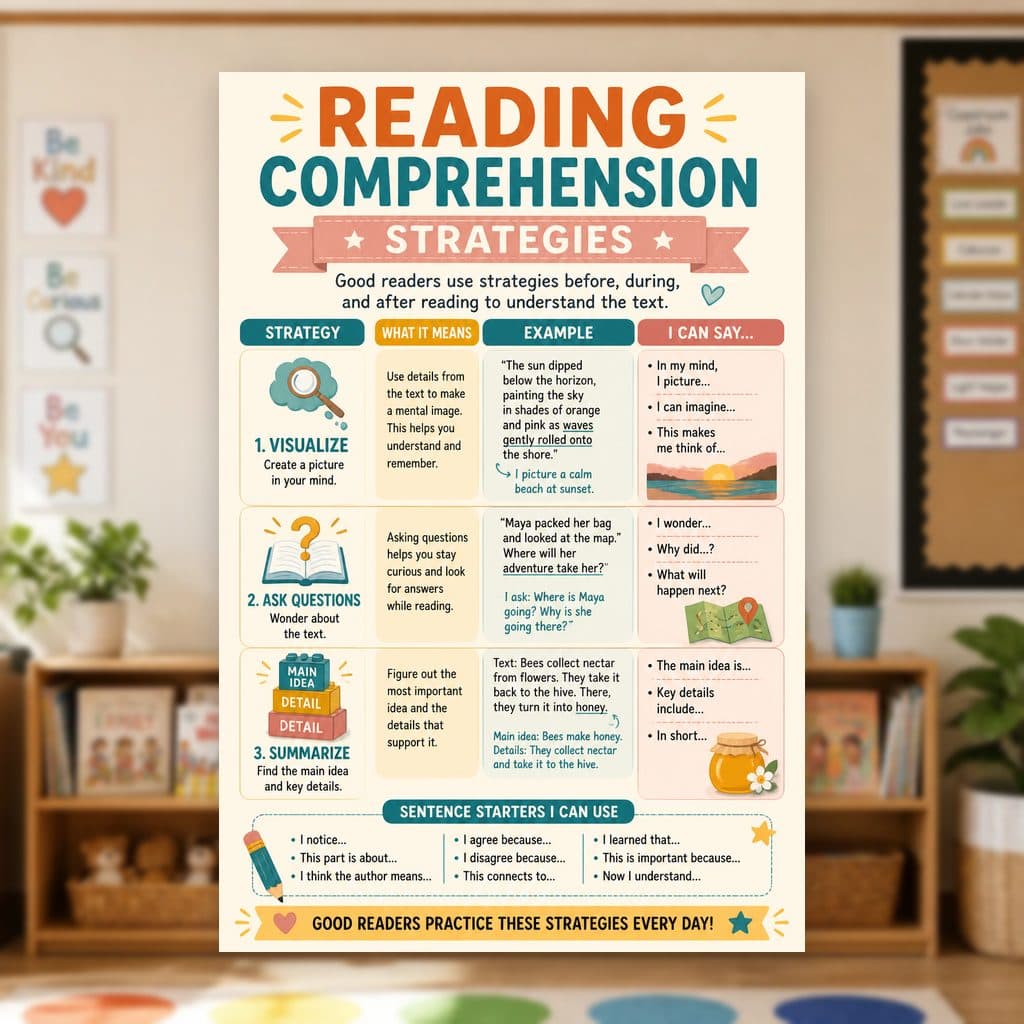 Reading Comprehension Strategies Poster