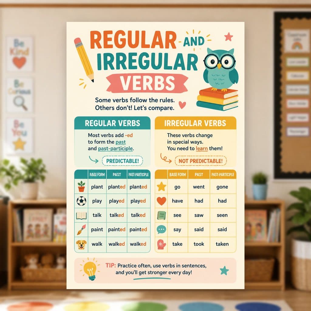 Regular and Irregular Verbs Poster