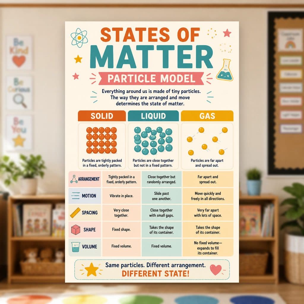 States of Matter Particle Model Poster