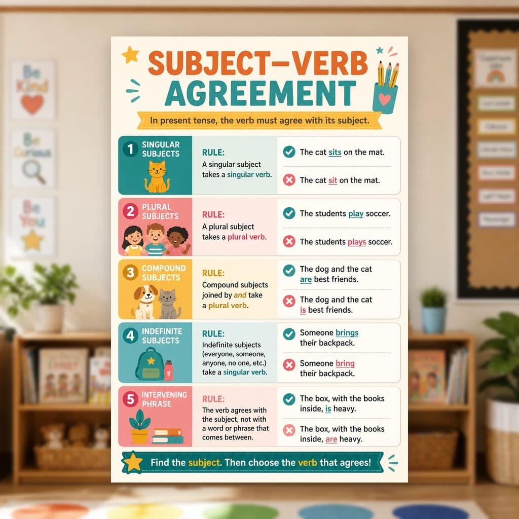 Subject-Verb Agreement Poster