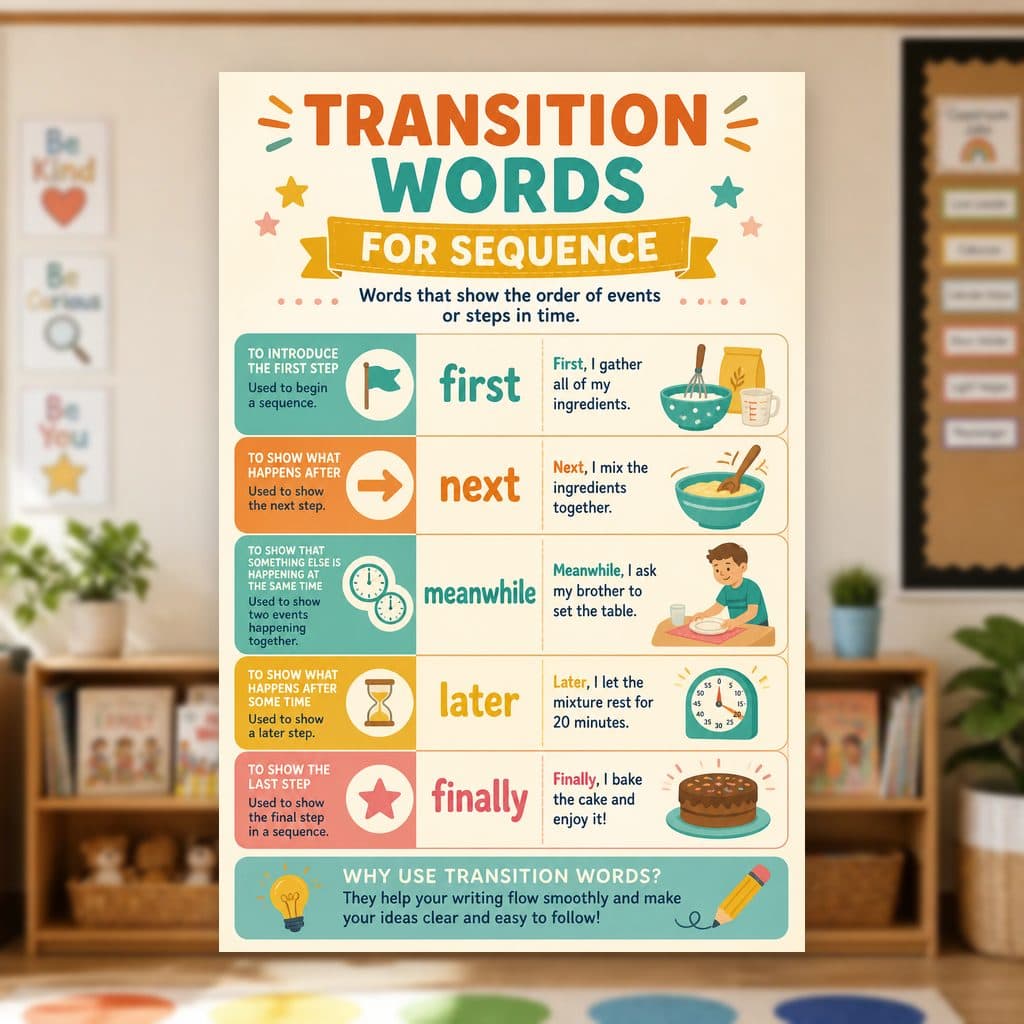 Transition Words for Sequence Poster