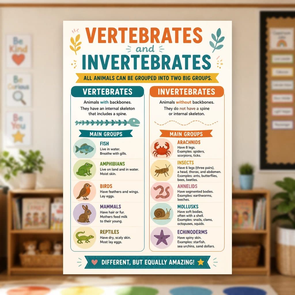 Vertebrates and Invertebrates Poster