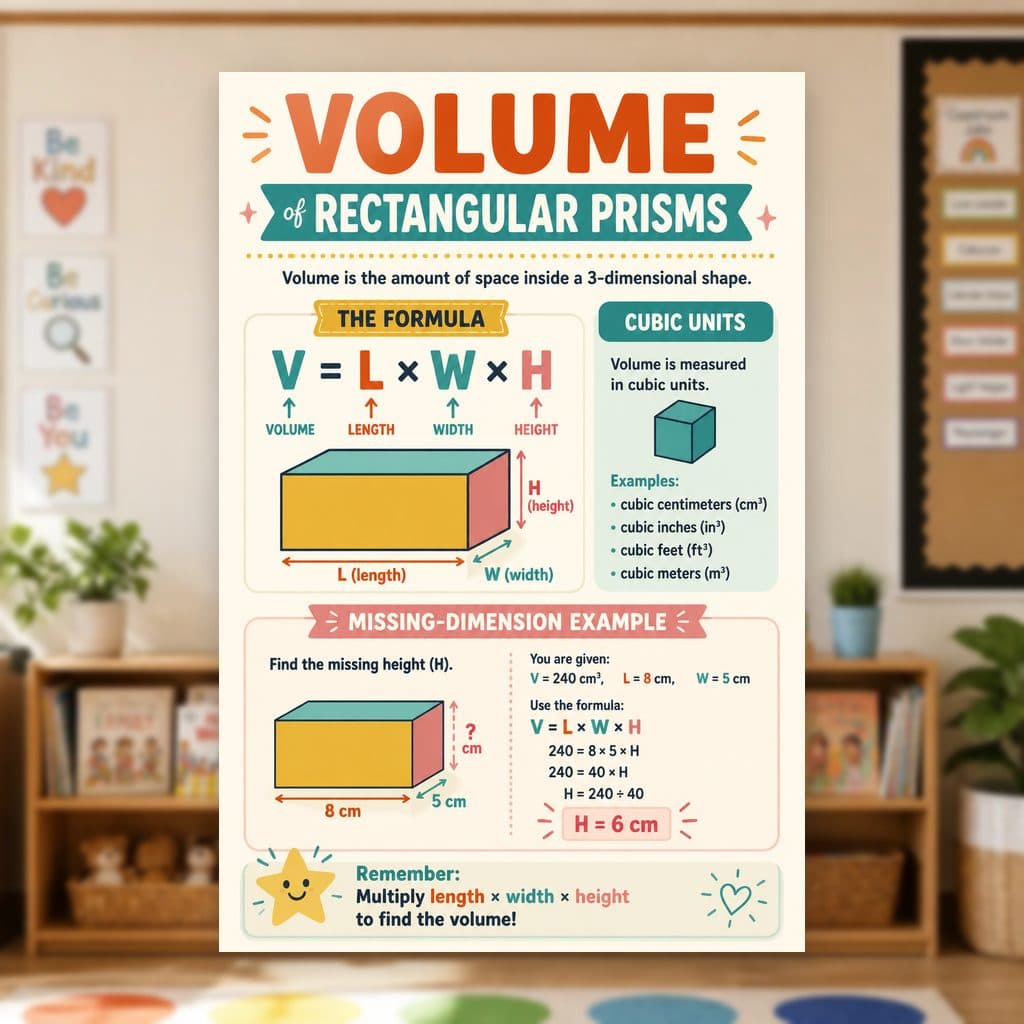 Volume of Rectangular Prisms Poster