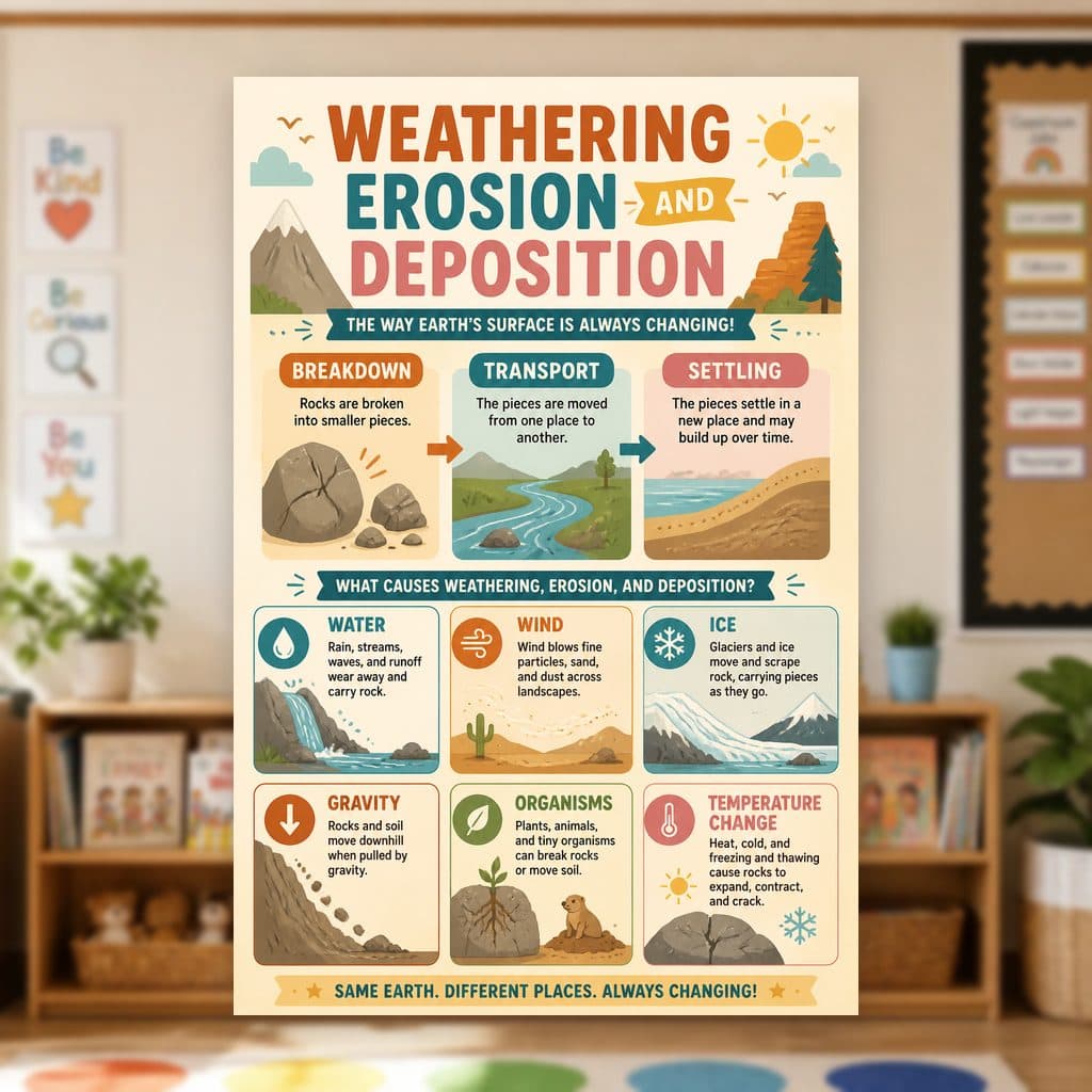 Weathering Erosion and Deposition Poster