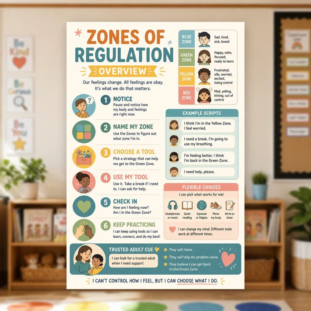 Zones of Regulation Overview Poster
