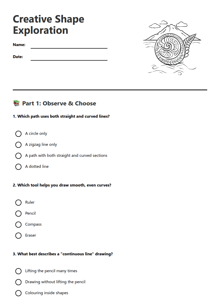 Creative Shape Exploration worksheet preview