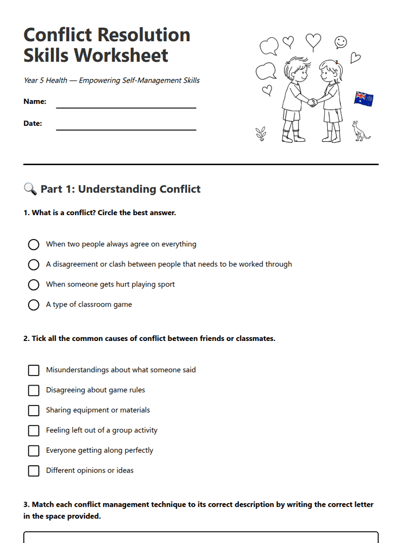Conflict Resolution Skills Worksheet