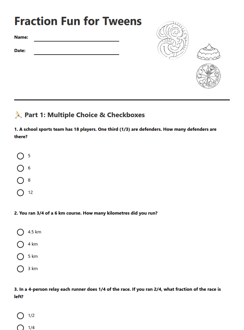 Fraction Fun for Tweens