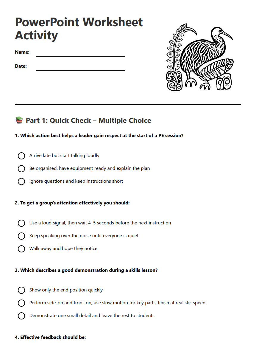 PowerPoint Worksheet Activity worksheet preview