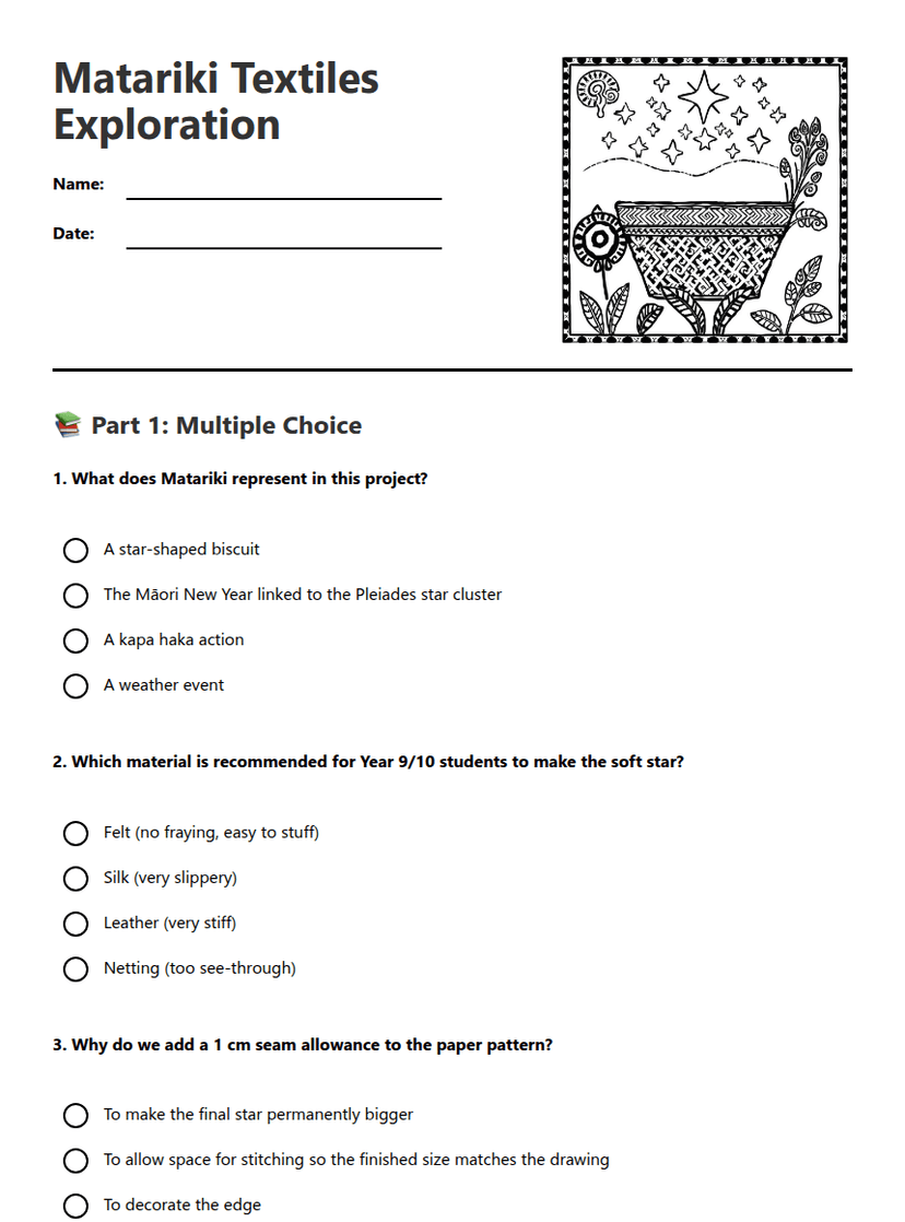 Matariki Textiles Exploration