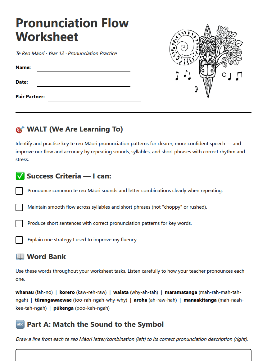 Pronunciation Practice Worksheet worksheet preview