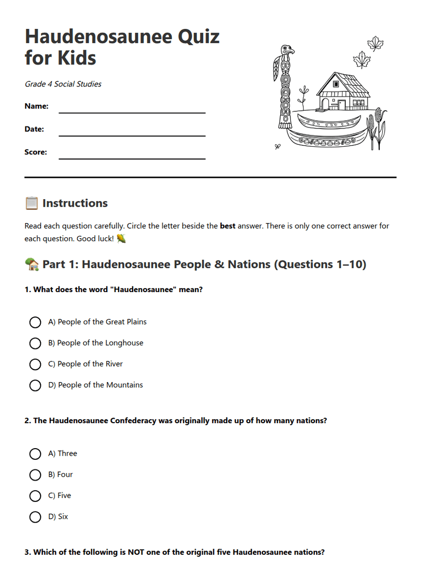 Haudenosaunee Quiz for Kids