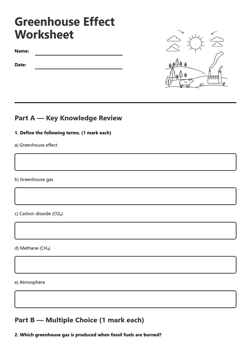 Greenhouse Effect Worksheet