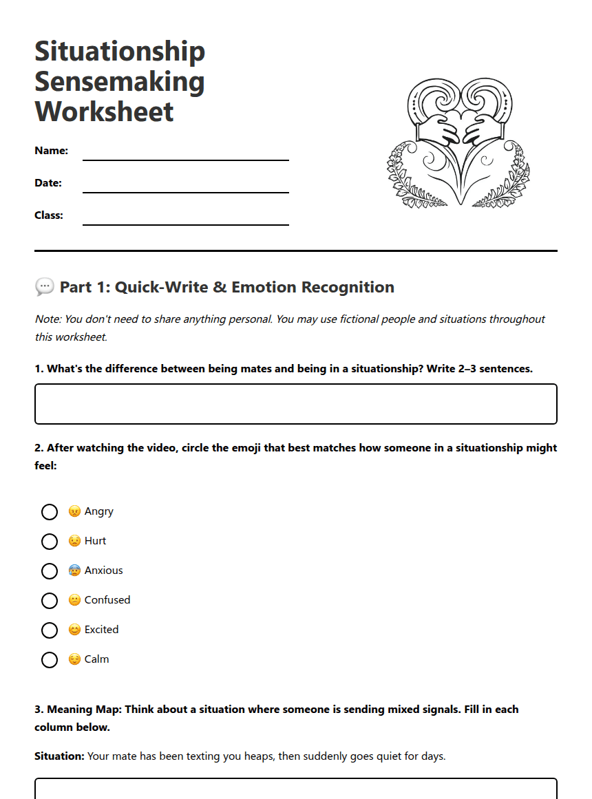 Situationship Sensemaking Worksheet worksheet preview